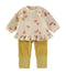 Babybol | Floral Print Ruffle-Hem Top and Quilted Trousers 2 Piece Set B260004 - Mustard