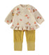 Babybol | Floral Print Ruffle-Hem Top and Quilted Trousers 2 Piece Set B260004 - Mustard