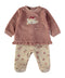 Babybol | Sleeping Bear Velour Top and Floral Footed Trousers 2 Piece Set B260005 - Blush