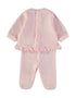 Babybol | Micro-Textured Ruffled Top and Footed Trousers 2 Piece Set B260007 - Pink
