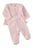 Babybol | Micro-Textured Ruffled Top and Footed Trousers 2 Piece Set B260007 - Pink
