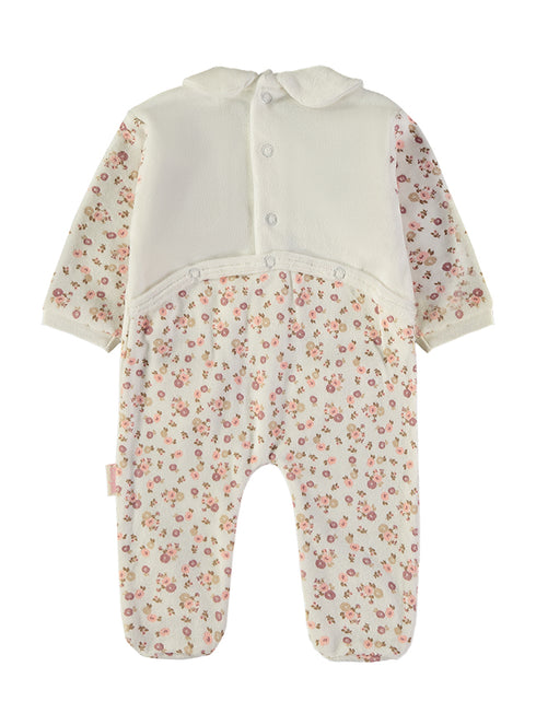 Babybol | Ditsy Floral Velour Baby Romper 260022 - Beige Flower