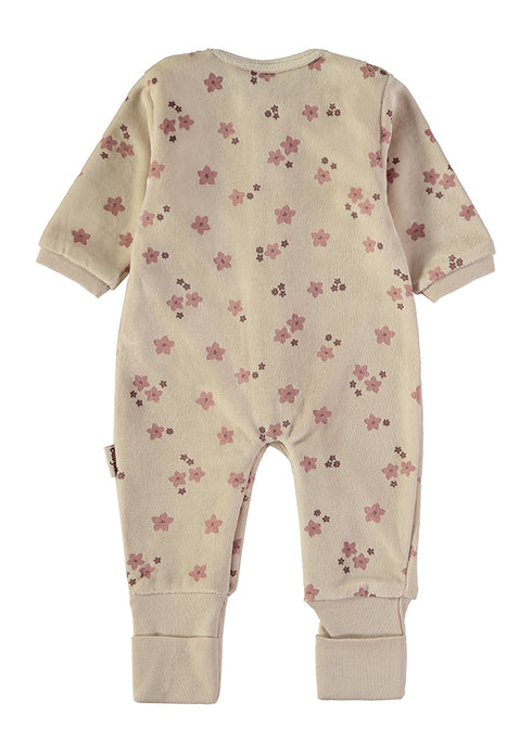 Babybol | Floral Print Velour Babygrow Romper 260029 - Beige
