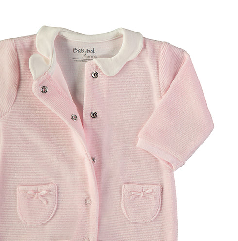 Babybol | Fleece Bow-Pocket Baby Romper 260030 - Pink