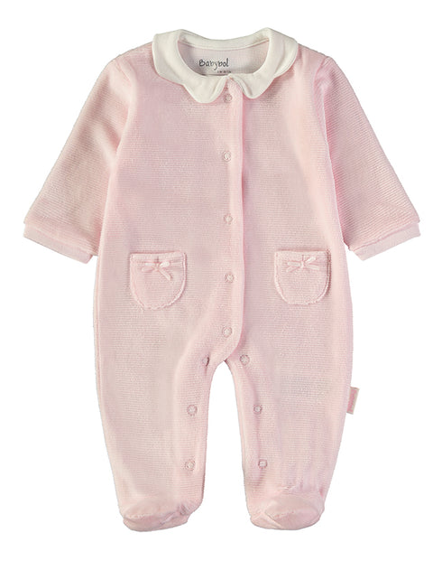Babybol | Fleece Bow-Pocket Baby Romper 260030 - Pink