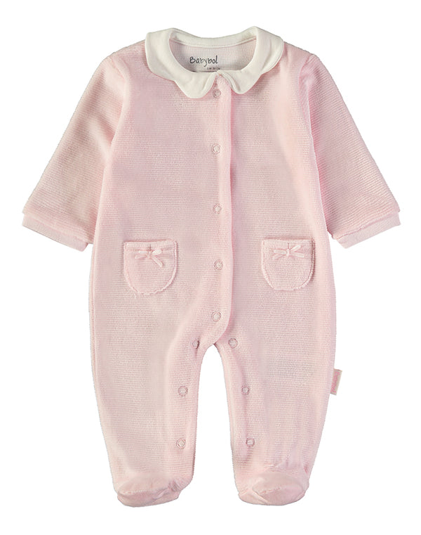Babybol | Fleece Bow-Pocket Baby Romper 260030 - Pink