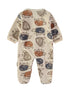 Babybol | Bear Print Velour Babygrow Romper 260035 - Natural