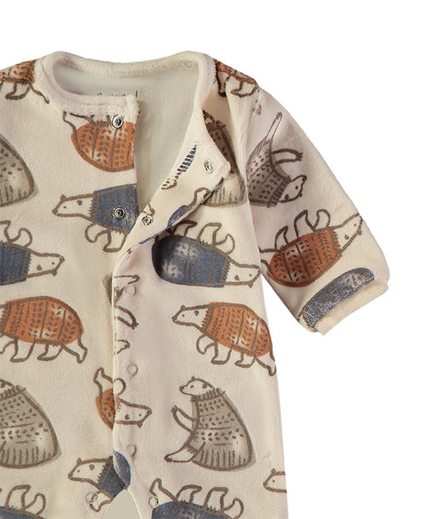 Babybol | Bear Print Velour Babygrow Romper 260035 - Natural