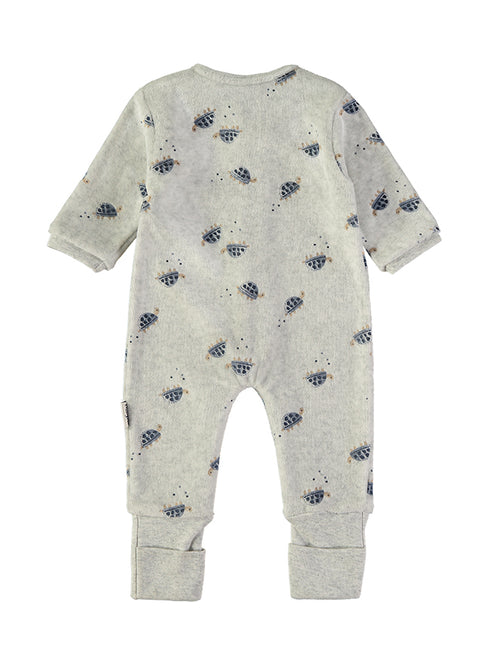 Babybol | Tortoise Print Velour Babygrow Romper 260042 - Grey