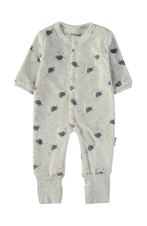 Babybol | Tortoise Print Velour Babygrow Romper 260042 - Grey