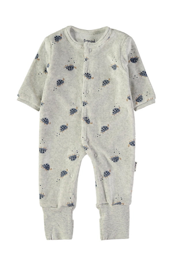 Babybol | Tortoise Print Velour Babygrow Romper 260042 - Grey