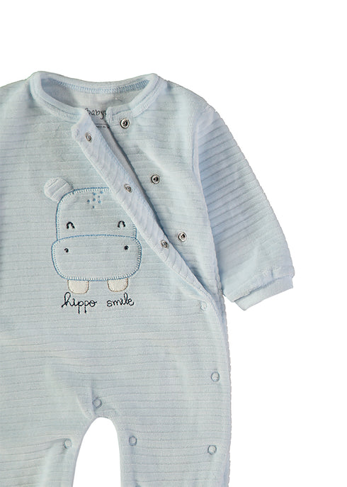 Babybol | Hippo Wrap Velour Babygrow Romper 260043 - Light Blue