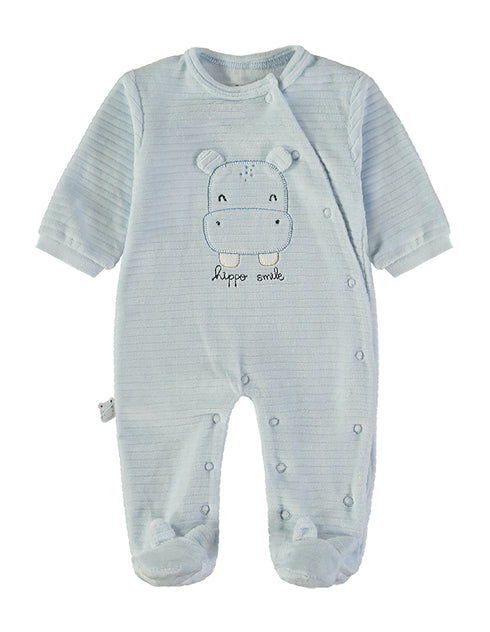 Babybol | Hippo Wrap Velour Babygrow Romper 260043 - Light Blue
