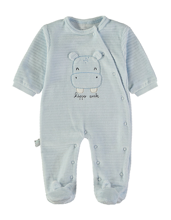 Babybol | Hippo Wrap Velour Babygrow Romper 260043 - Light Blue