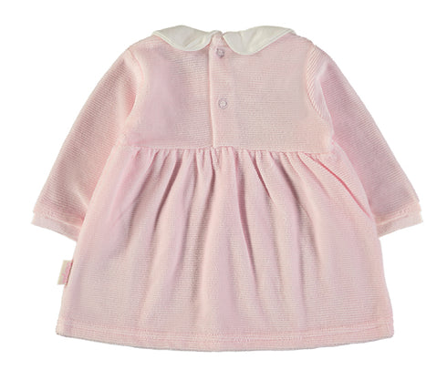 Babybol | Scallop Collar Velour Baby Dress 260054 - Pink