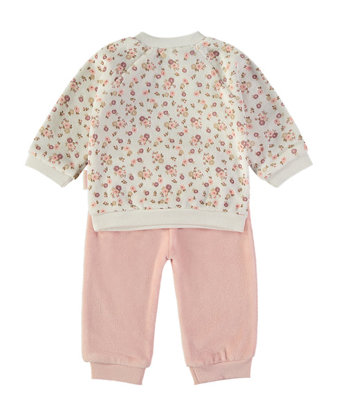 Babybol | Floral Velour Top and Trousers 2 Piece Set 260060 - Pink