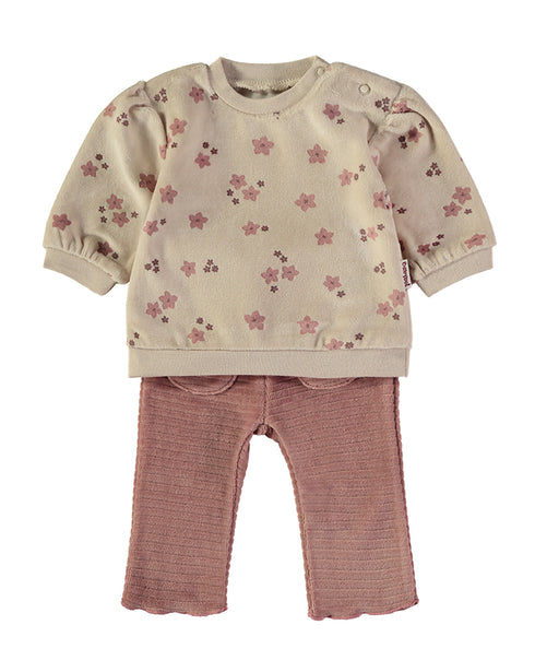 Babybol | Floral Top and Pocket Trousers 2 Piece Set 260063 - Blush