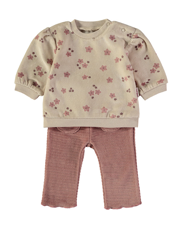 Babybol | Floral Top and Pocket Trousers 2 Piece Set 260063 - Blush