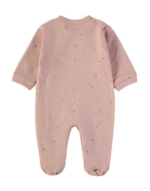 Babybol Baby Star Print Long-Sleeve Footed Onesie 260410