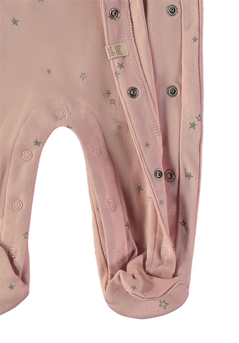 Babybol Baby Star Print Long-Sleeve Footed Onesie 260410
