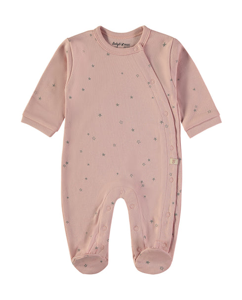 Babybol Baby Star Print Long-Sleeve Footed Onesie 260410