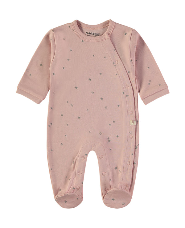Babybol Baby Star Print Long-Sleeve Footed Onesie 260410