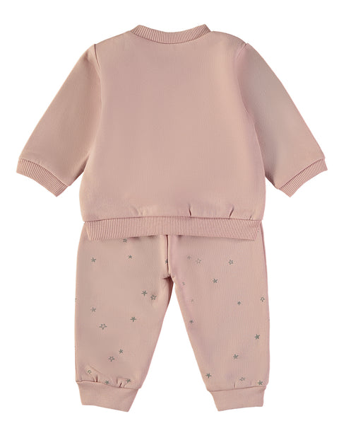 Babybol Girls' Sweatshirt and Star Print Joggers Set Pink 260420