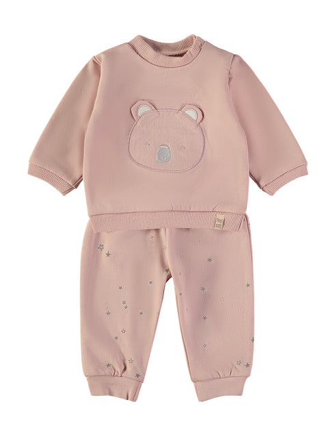 Babybol Girls' Sweatshirt and Star Print Joggers Set Pink 260420
