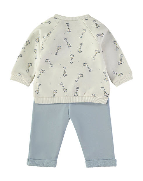 Babybol Baby Set Off-White and Blue Giraffe Print 260426