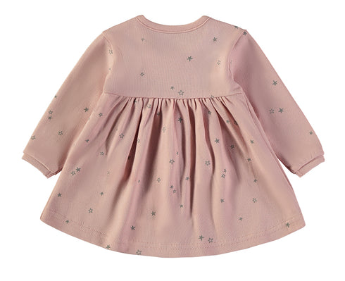 Babybol Baby Girls' Star Print Long-Sleeve Button Dress Pink 260430