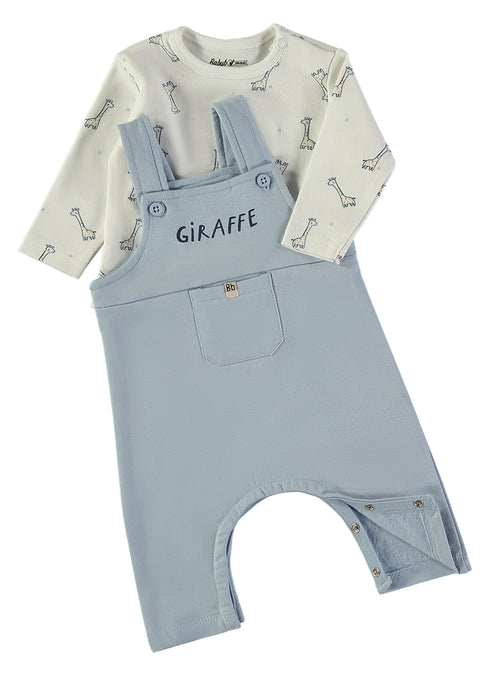 Babybol Baby Giraffe Print Dungaree and Top Set 260435