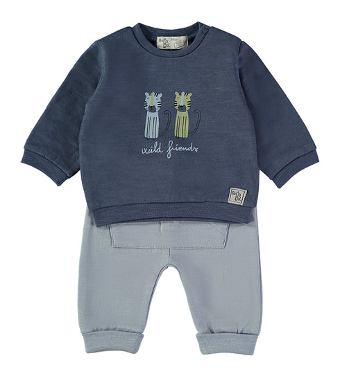 Babybol Baby Boys Wild Friends Sweatshirt and Trousers Set Navy 260800