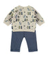 Babybol Baby Boys Cat Print Top and Navy Trousers Set 260801