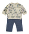 Babybol Baby Boys Cat Print Top and Navy Trousers Set 260801
