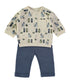 Babybol Baby Boys Cat Print Top and Navy Trousers Set 260801