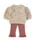 Babybol Ecru and Antique Pink Flower Print Two-Piece Set 260812