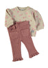 Babybol Ecru and Antique Pink Flower Print Two-Piece Set 260812