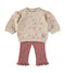 Babybol Ecru and Antique Pink Flower Print Two-Piece Set 260812