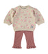 Babybol Ecru and Antique Pink Flower Print Two-Piece Set 260812