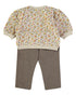 Babybol Brown and Ecru Flower Pattern Two-Piece Set 260415