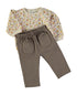 Babybol Brown and Ecru Flower Pattern Two-Piece Set 260415