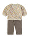 Babybol Brown and Ecru Flower Pattern Two-Piece Set 260415