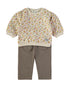 Babybol Brown and Ecru Flower Pattern Two-Piece Set 260415