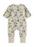 Babybol Ecru Cat Print Long-Sleeve Romper 260820