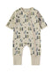 Babybol Ecru Cat Print Long-Sleeve Romper 260820