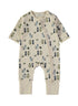 Babybol Ecru Cat Print Long-Sleeve Romper 260820
