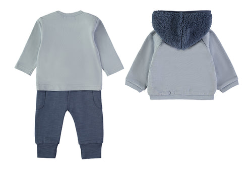 Babybol | Tiger Graphic Top, Trousers and Hooded Jacket 3 Piece Set 260830 - Cloud Blue