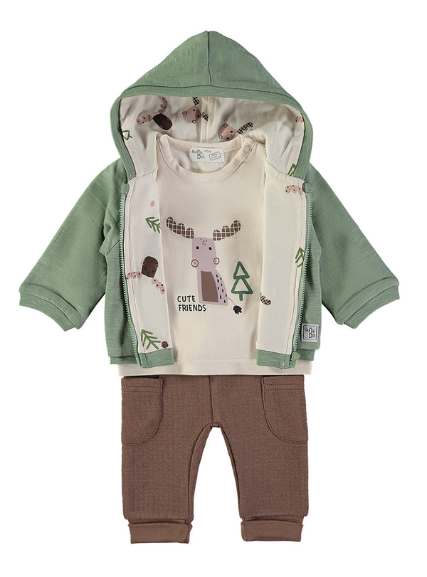 Babybol Cute Friends Reindeer Full-Zip Hoodie, Top and Track Pants Set 260832