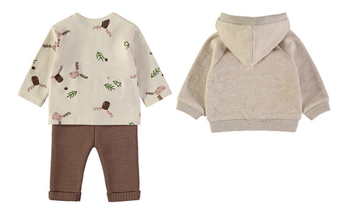 Babybol Baby Boys Deer Print Three-Piece Outfit 260833