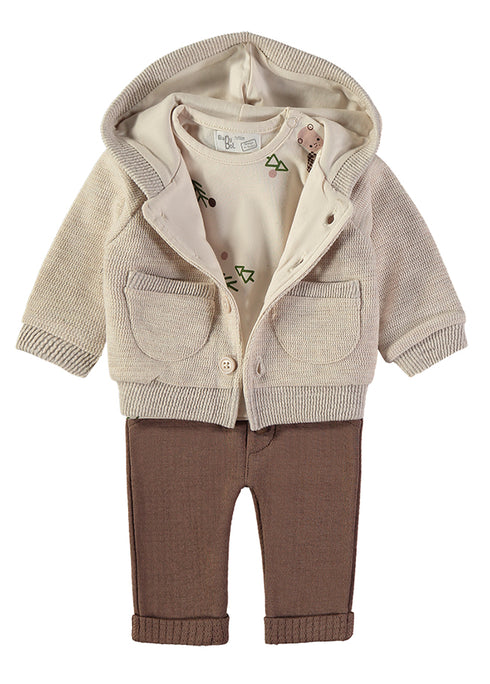 Babybol Baby Boys Deer Print Three-Piece Outfit 260833